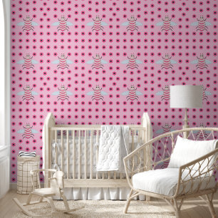 Hübsch Pink Baby Girl Bee Gemustert Tapete