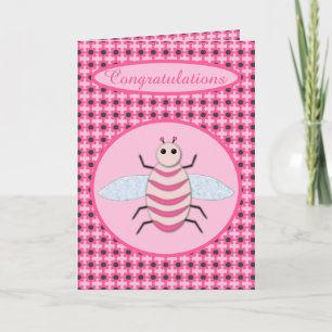 Hübsch Pink Baby Girl Bee Karte