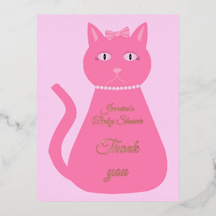 Hübsch Pink Baby Girl Cat Custom Baby Dusche Folien Feiertagspostkarte