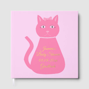 Hübsch Pink Baby Girl Cat Custom Baby Dusche Gästebuch