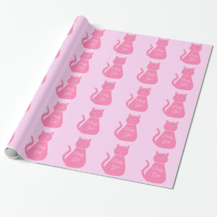 Hübsch Pink Baby Girl Cat Custom Baby Dusche Geschenkpapier