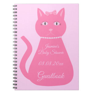 Hübsch Pink Baby Girl Cat Custom Baby Dusche Notizblock
