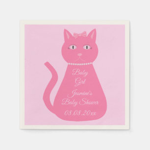 Hübsch Pink Baby Girl Cat Custom Baby Dusche Serviette
