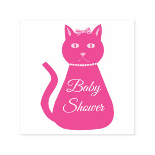 Hübsch Pink Baby Girl Cat Custom Bay Dusche Permastempel