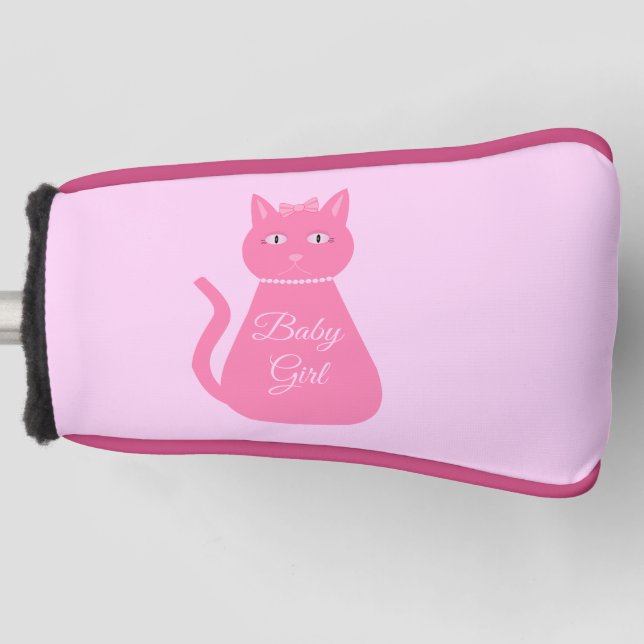 Hübsch Pink Baby Girl Cat Custom Golf Headcover (Vorderseite)