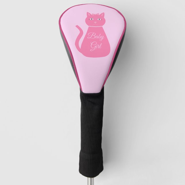 Hübsch Pink Baby Girl Cat Custom Golf Headcover (Vorderseite)