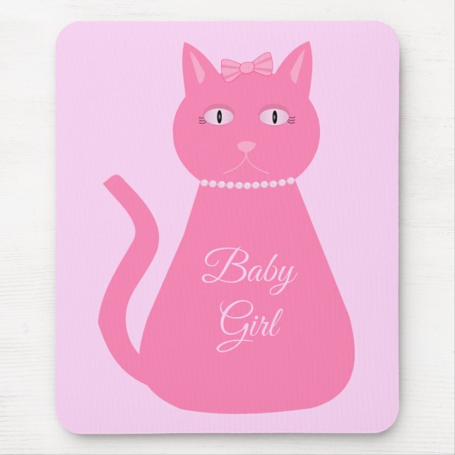 Hübsch Pink Baby Girl Cat Custom Mousepad (Vorne)