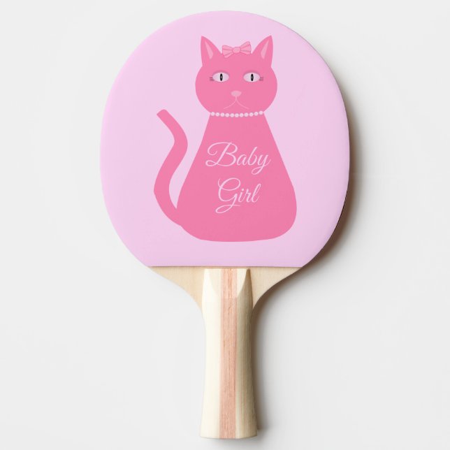 Hübsch Pink Baby Girl Cat Custom Tischtennis Schläger (Vorderseite)