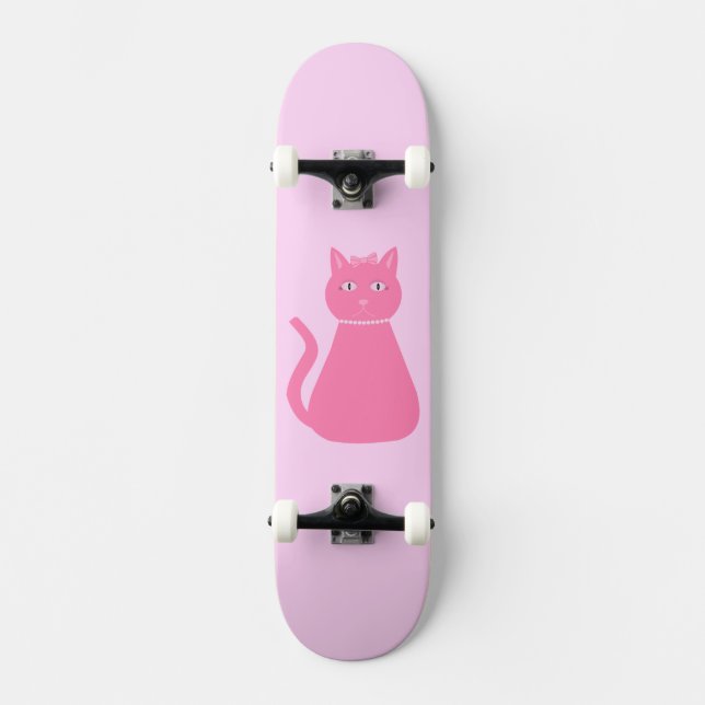 Hübsch Pink Baby Girl Cat Skateboard (Vorderseite)