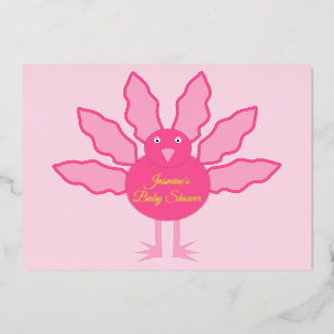 Hübsch Pink Baby Girl Erntedank Türkei Custom Folieneinladung