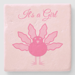 Hübsch Pink Baby Girl Erntedank Türkei Custom Steinuntersetzer