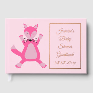 Hübsch Pink Baby Girl Fox Custom Baby Dusche Gästebuch
