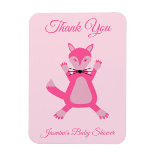 Hübsch Pink Baby Girl Fox Custom Baby Dusche Magnet