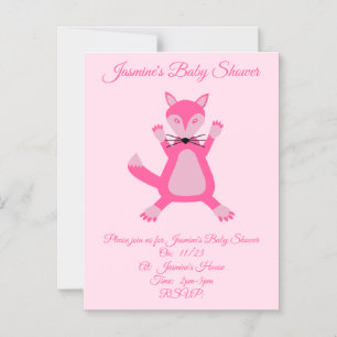 Hübsch Pink Baby Girl Fox Custom Baby Dusche Magneteinladung