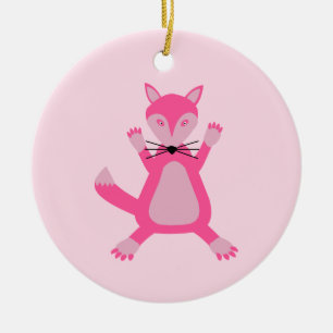 Hübsch Pink Baby Girl Fox Geburtserklärung Keramik Ornament