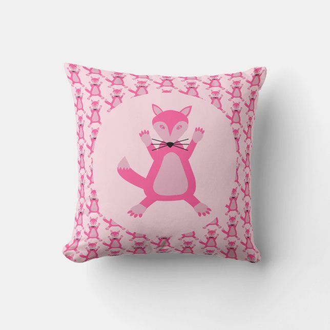 Hübsch Pink Baby Girl Fox Gemusterte doppelseitige Kissen (Vorderseite)