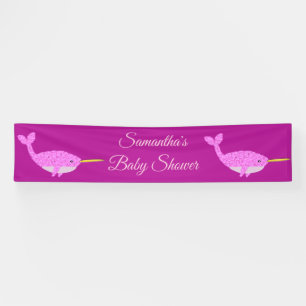 Hübsch Pink Baby Girl Narwhal Baby Dusche nach Maß Banner