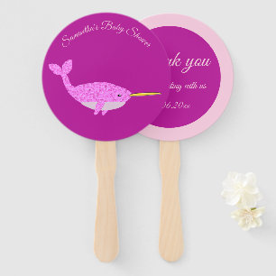 Hübsch Pink Baby Girl Narwhal Baby Dusche nach Maß Fächer