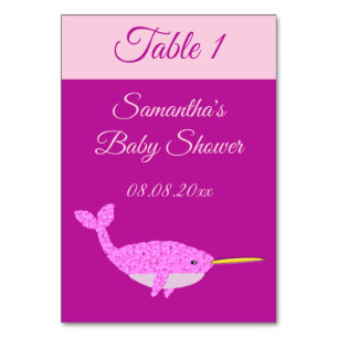 Hübsch Pink Baby Girl Narwhal Baby Dusche nach Maß Tischnummer