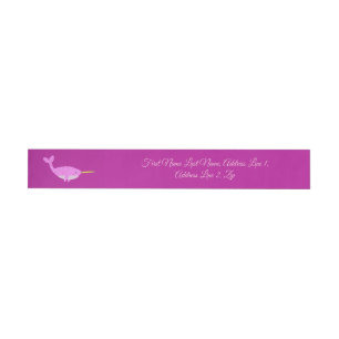 Hübsch Pink Baby Girl Narwhal Custom Baby Dusche Rundum-Adressaufkleber