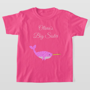 Hübsch Pink Baby Girl Narwhal Custom Big Sister T-Shirt