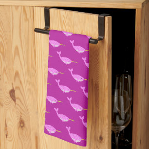 Hübsch Pink Baby Girl Narwhal Gemustert Geschirrtuch