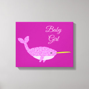 Hübsch Pink Baby Girl Narwhal Kinderzimmer Room Cu Leinwanddruck