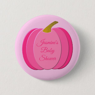 Hübsch Pink Baby Girl Pumpkin Custom Baby Dusche Button