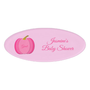 Hübsch Pink Baby Girl Pumpkin Custom Baby Dusche Namenschild