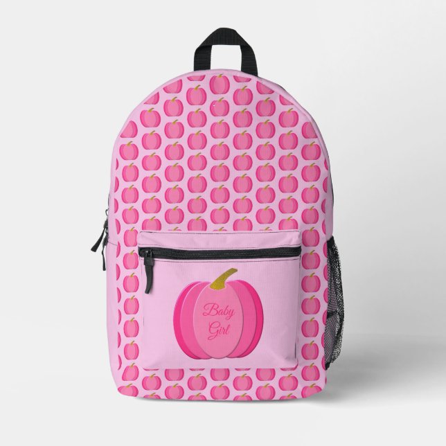 Hübsch Pink Baby Girl Pumpkin Custom Bedruckter Rucksack (Vorderseite)
