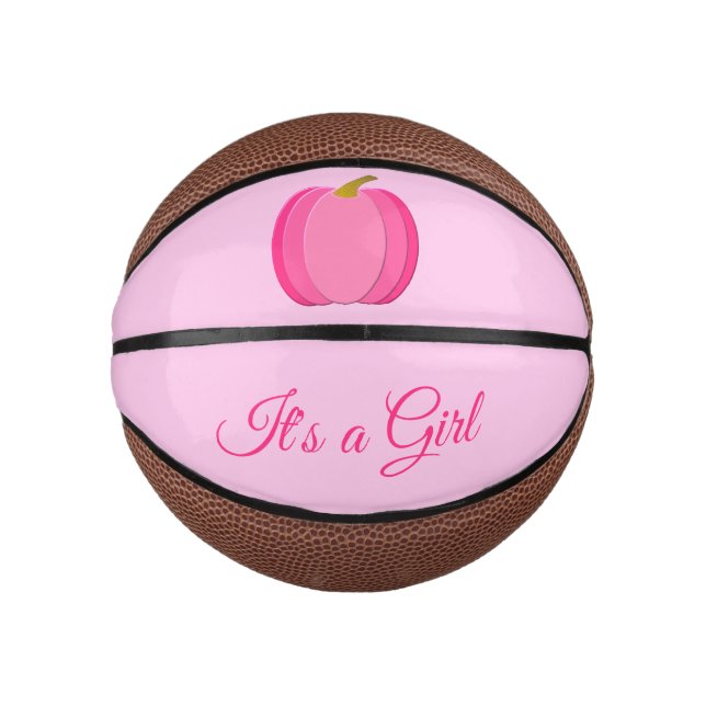Hübsch Pink Baby Girl Pumpkin Custom Gender Reveal Mini Basketball (Vorderseite)