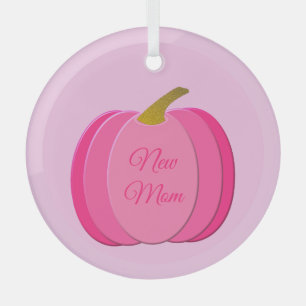 Hübsch Pink Baby Girl Pumpkin Custom Junge Mutter Ornament Aus Glas