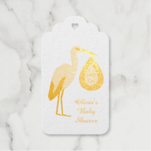 Hübsch Pink Baby Girl Stork Custom Baby Dusche Geschenkanhänger