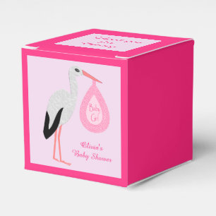 Hübsch Pink Baby Girl Stork Custom Baby Dusche Geschenkschachtel