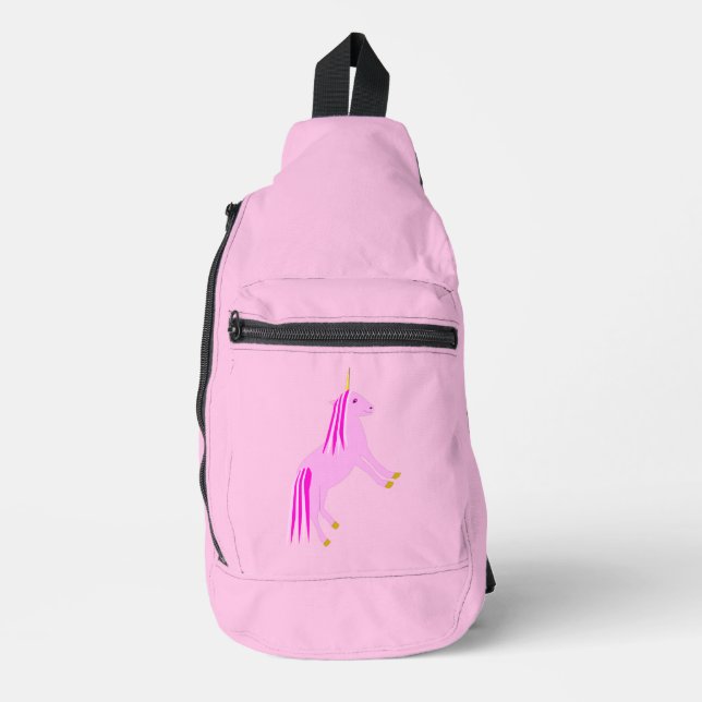 Hübsch Pink Baby Girl Unicorn Crossbody Bag (Vorderseite)