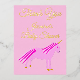 Hübsch Pink Baby Girl Unicorn Kinderdusche nach Ma Folien Feiertagspostkarte