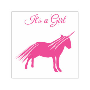 Hübsch Pink Baby Girl Unicorn Kinderdusche nach Ma Permastempel