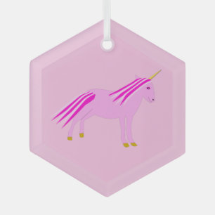 Hübsch Pink Baby Girl Unicorn Ornament Aus Glas