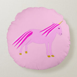 Hübsch Pink Baby Girl Unicorn Rundes Kissen