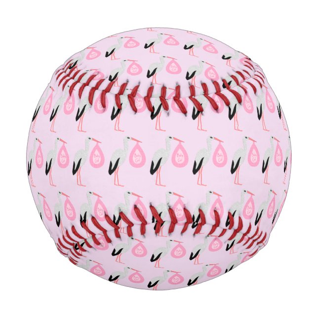 Hübsch Pink Baby Storch Baseball (Vorderseite)