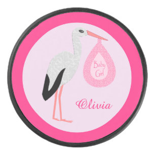 Hübsch Pink Baby Storch Custom Eishockey Puck
