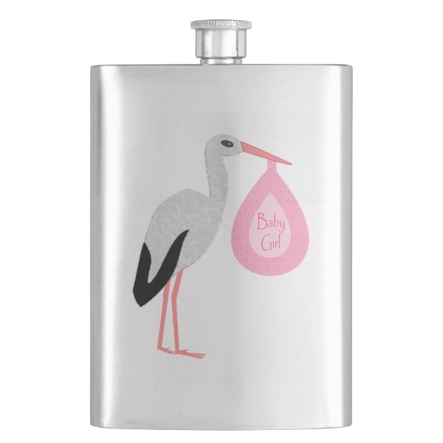 Hübsch Pink Baby Storch Flachmann (Vorderseite)