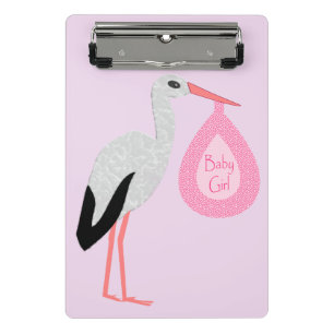 Hübsch Pink Baby Storch Mini Klemmbrett
