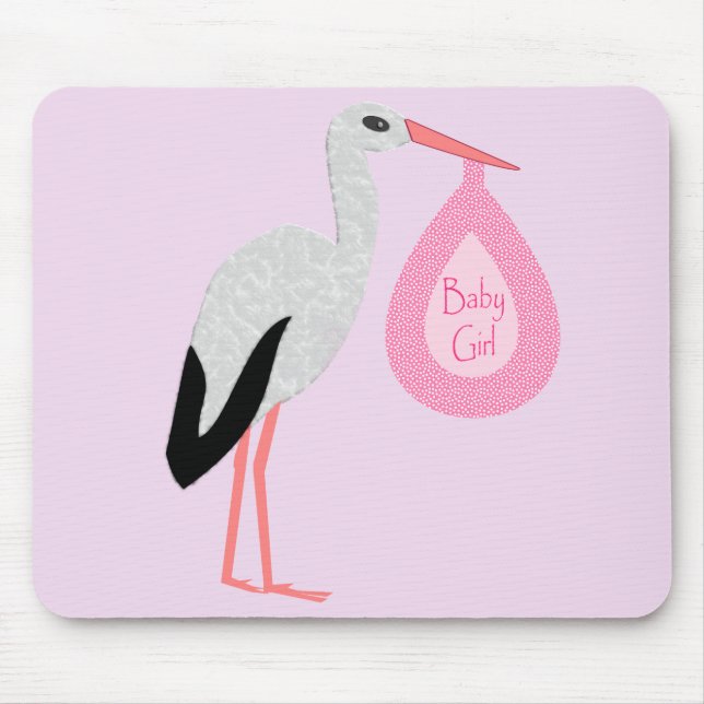 Hübsch Pink Baby Storch Mousepad (Vorne)