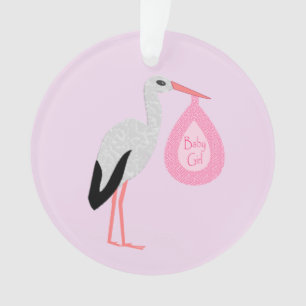 Hübsch Pink Baby Storch Ornament