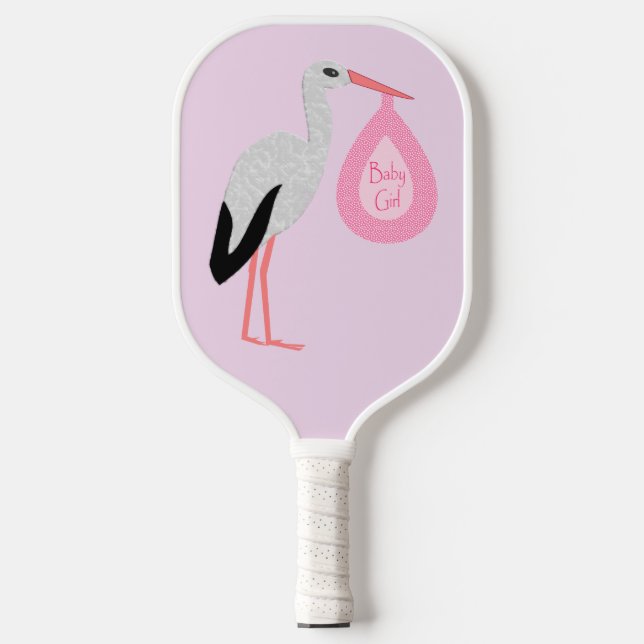 Hübsch Pink Baby Storch Pickleball Schläger (Vorderseite)