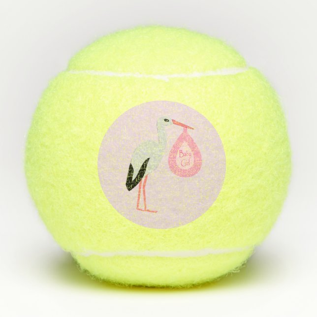 Hübsch Pink Baby Storch Tennisbälle (Vorderseite)