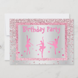 Hübsch Pink Ballerina Sparkle Childrens Geburtstag Einladung