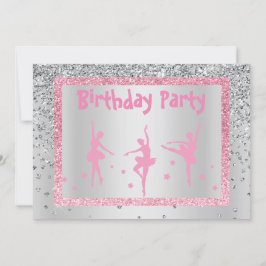Hübsch Pink Ballerina Sparkle Childrens Geburtstag Einladung