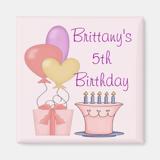 Hübsch Pink Birthday Magnet (Vorne)